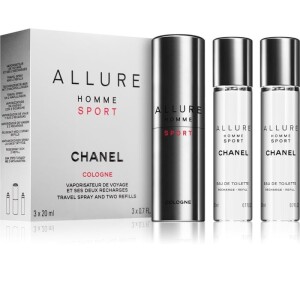 Chanel Allure Homme Sport Cologne Eau de Cologne ((1x refillable + 2x refill)) for Men 3 x 20 ml