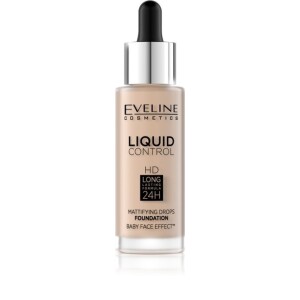 Eveline Cosmetics Liquid Control Liquid Foundation With Pipette   Shade 01 Light Beige 32 ml